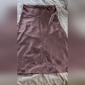 Zara Satin A-Line Midi Skirt in Dark Pink